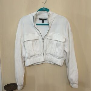 White Crop Cargo Jacket
